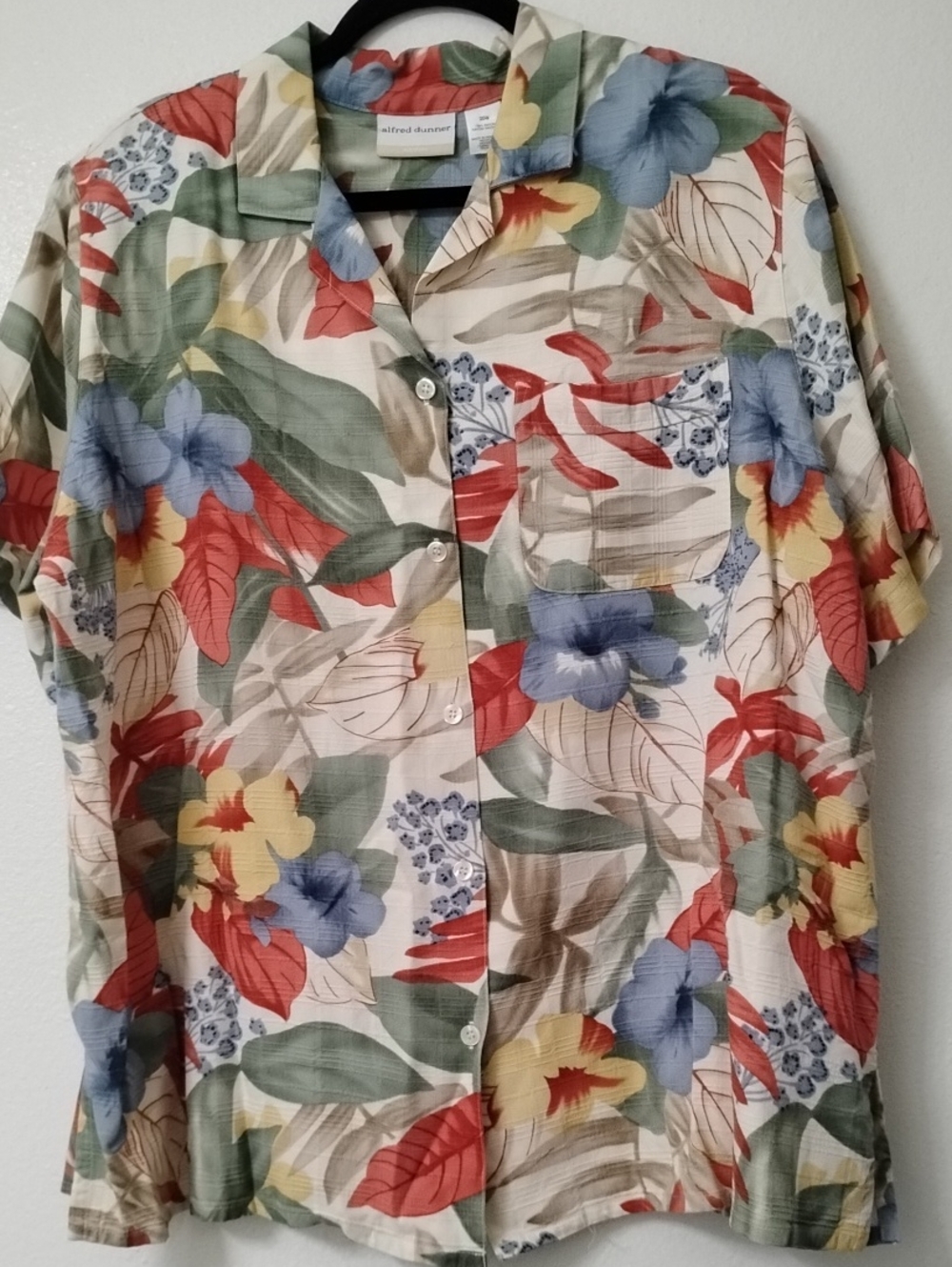Alfred Dunner Multicolor Floral Button-Up Blouse